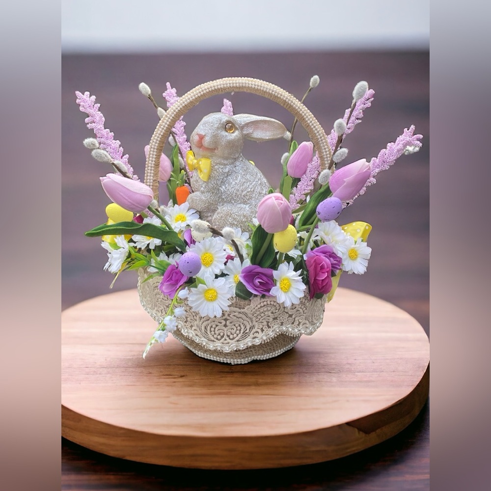 Handmade Easter centerpiece. Easter decor. Easter bunny. Easter gift. Easter egg